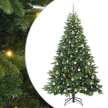 Konstgjord julgran med 300 LED-lampor Grön 210 cm PE och PVC