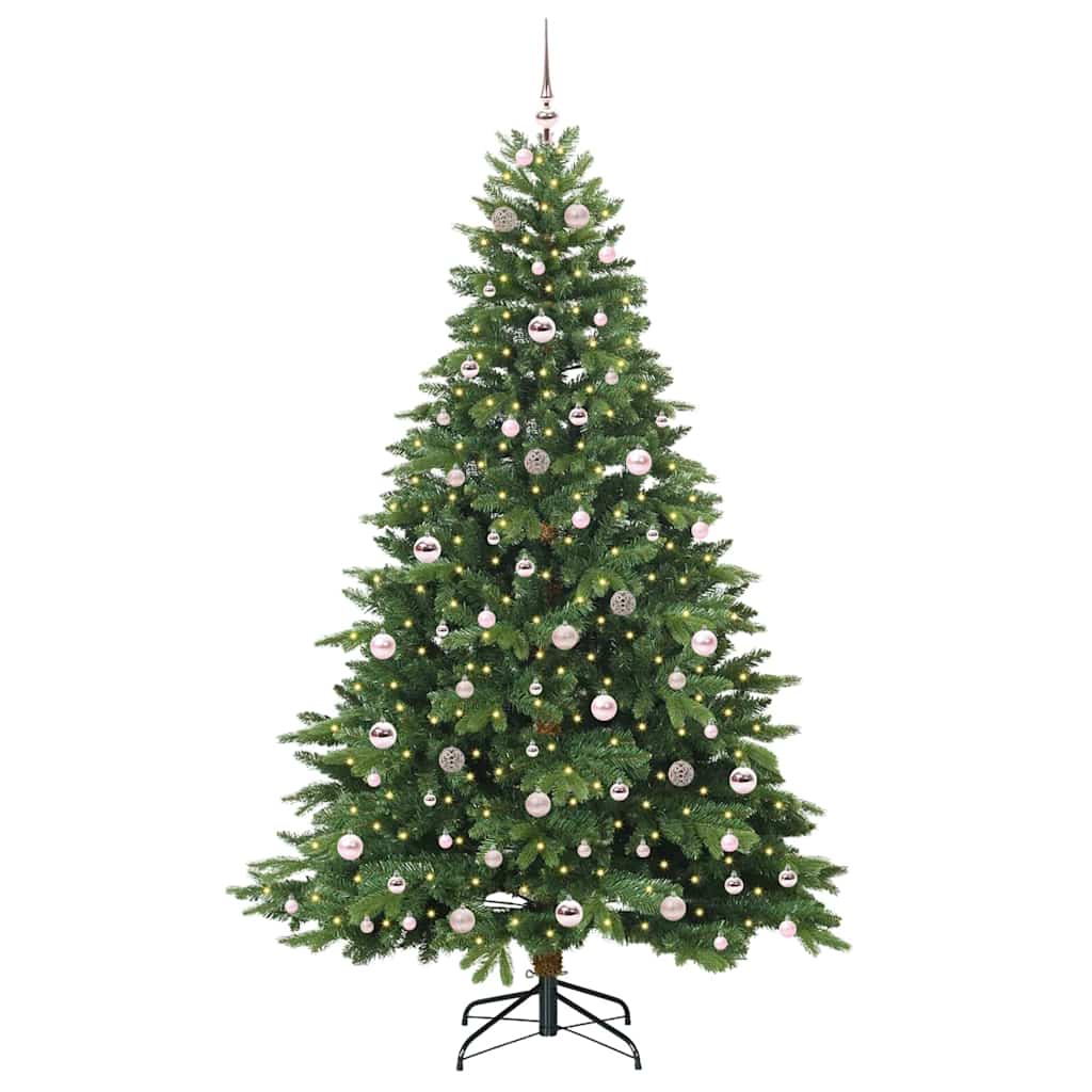 Konstgjord julgran med 300 LED-lampor Grön 210 cm PE och PVC