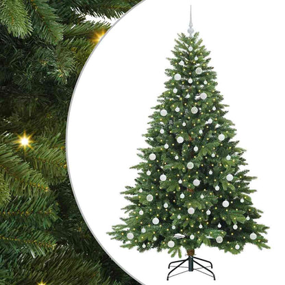 Konstgjord julgran med 300 LED-lampor Grön 210 cm PE och PVC