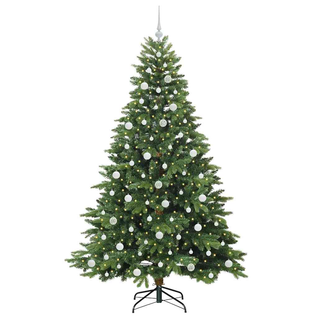 Konstgjord julgran med 300 LED-lampor Grön 210 cm PE och PVC