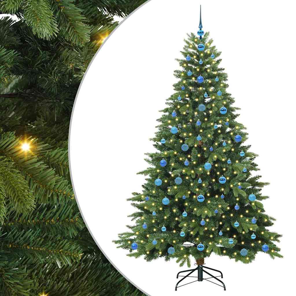 Konstgjord julgran med 300 LED-lampor Grön 210 cm PE och PVC