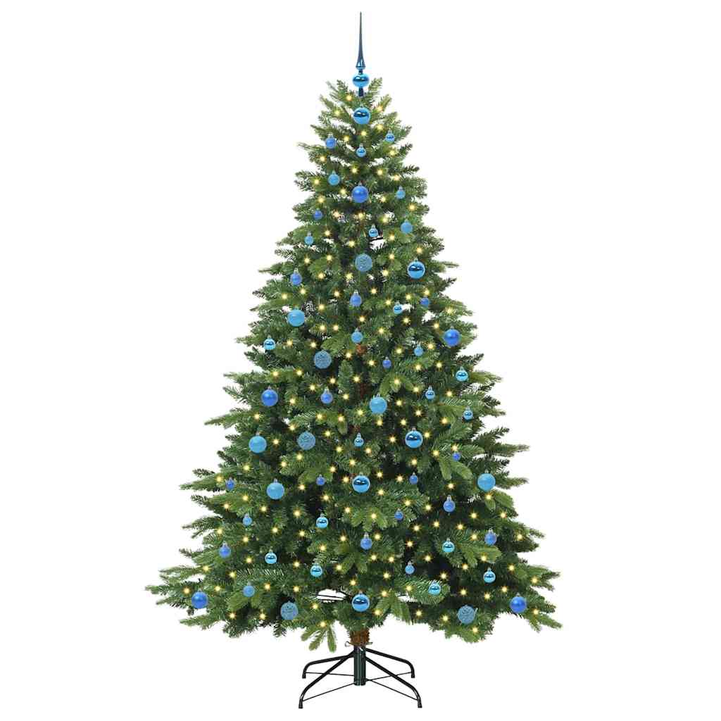 Konstgjord julgran med 300 LED-lampor Grön 210 cm PE och PVC