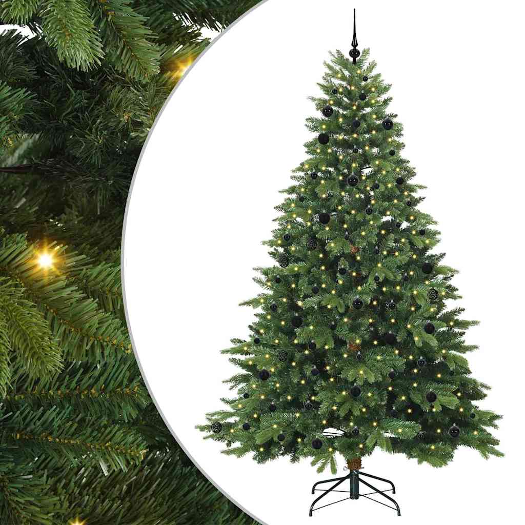 Konstgjord julgran med 300 LED-lampor Grön 240 cm PE och PVC