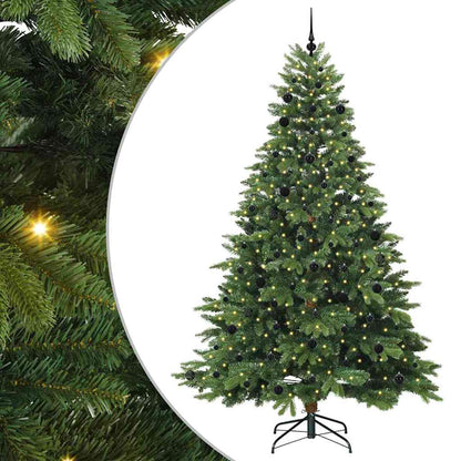 Konstgjord julgran med 300 LED-lampor Grön 240 cm PE och PVC