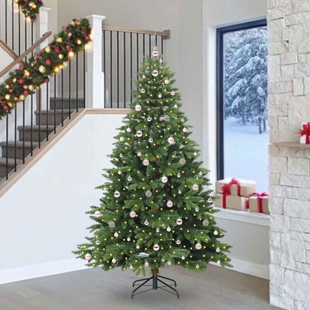 Konstgjord julgran med 300 LED-lampor Grön 240 cm PE och PVC