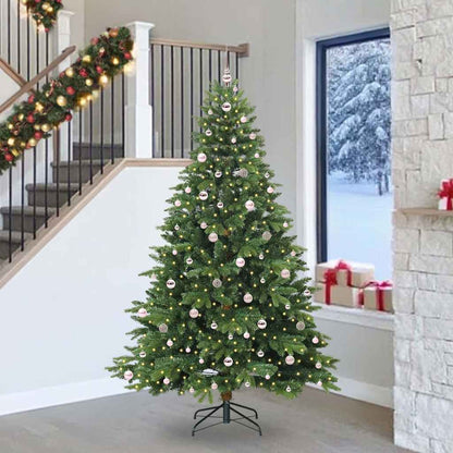 Konstgjord julgran med 300 LED-lampor Grön 240 cm PE och PVC