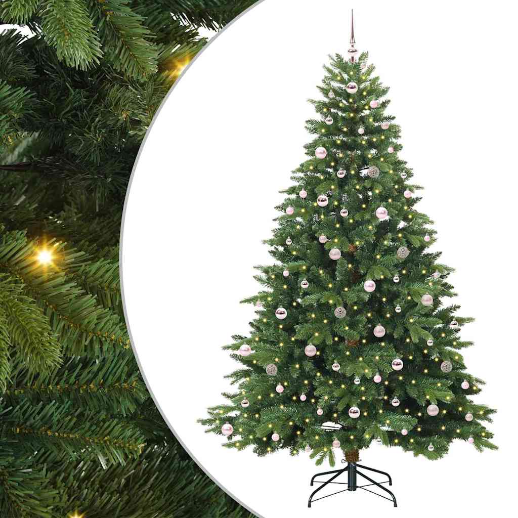 Konstgjord julgran med 300 LED-lampor Grön 240 cm PE och PVC