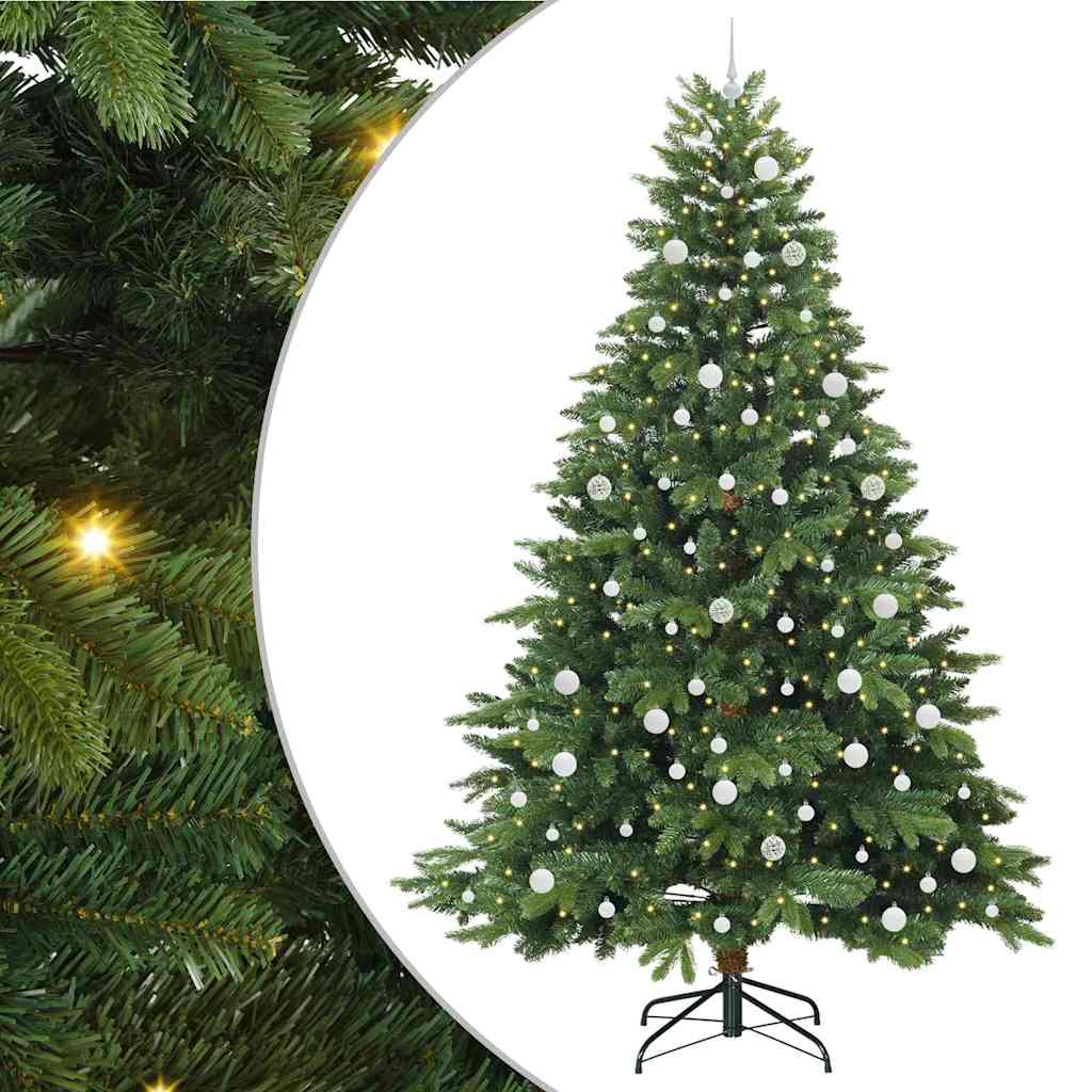 Konstgjord julgran med 300 LED-lampor Grön 240 cm PE och PVC