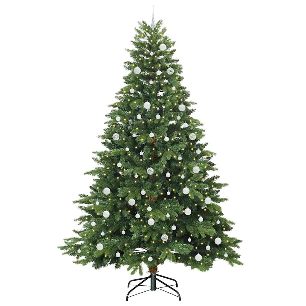 Konstgjord julgran med 300 LED-lampor Grön 240 cm PE och PVC