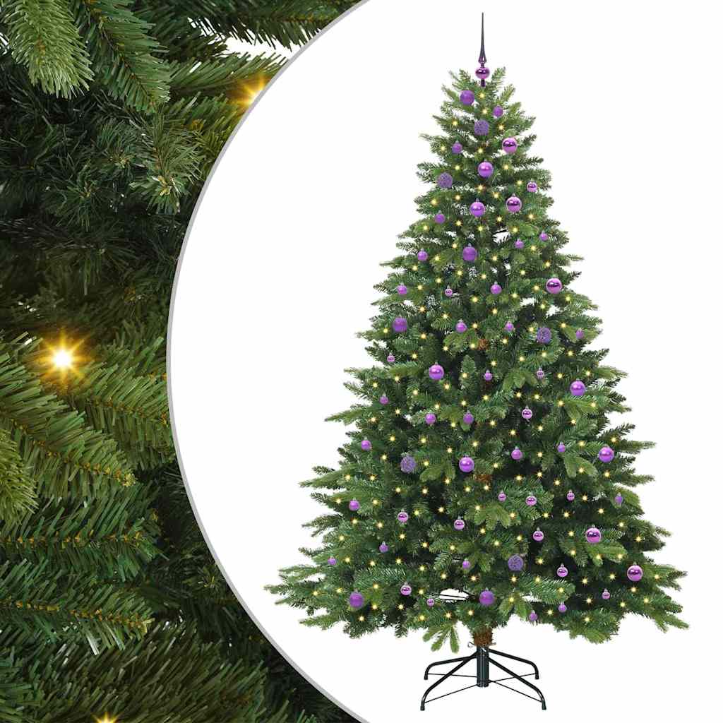 Konstgjord julgran med 300 LED-lampor Grön 240 cm PE och PVC