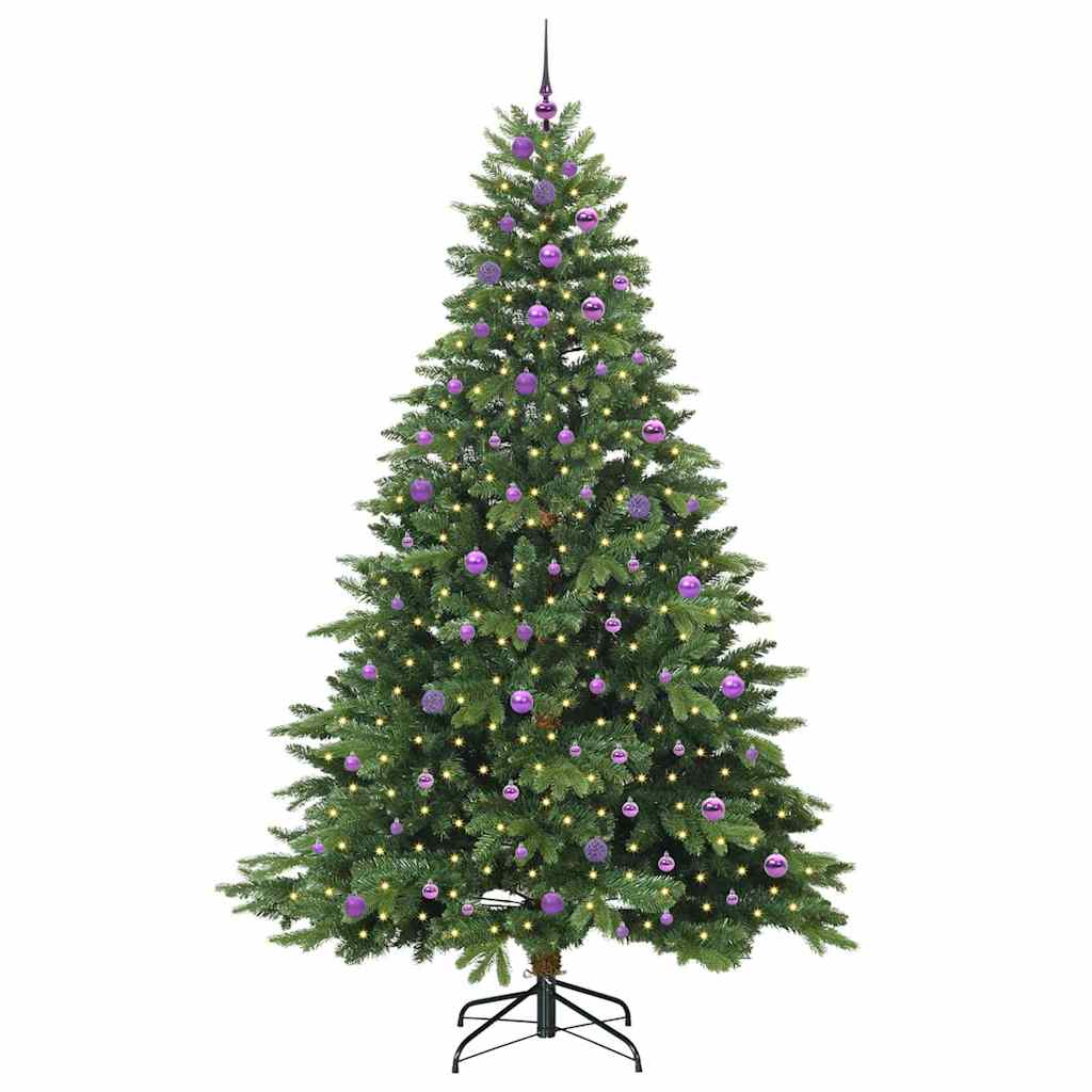 Konstgjord julgran med 300 LED-lampor Grön 240 cm PE och PVC