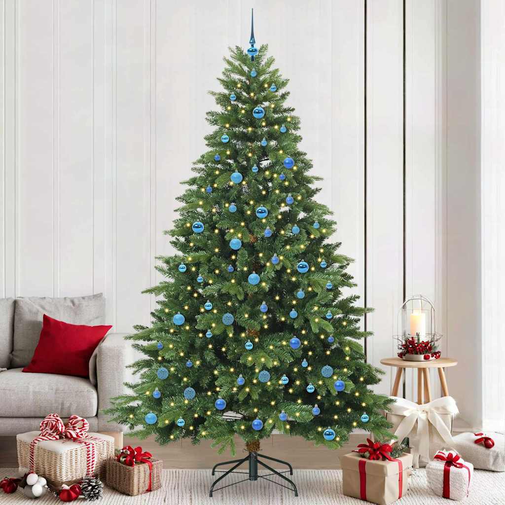 Konstgjord julgran med 300 LED-lampor Grön 240 cm PE och PVC