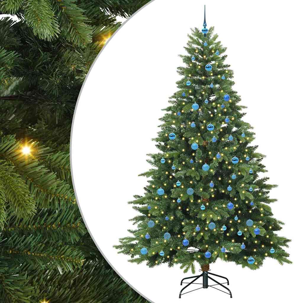 Konstgjord julgran med 300 LED-lampor Grön 240 cm PE och PVC