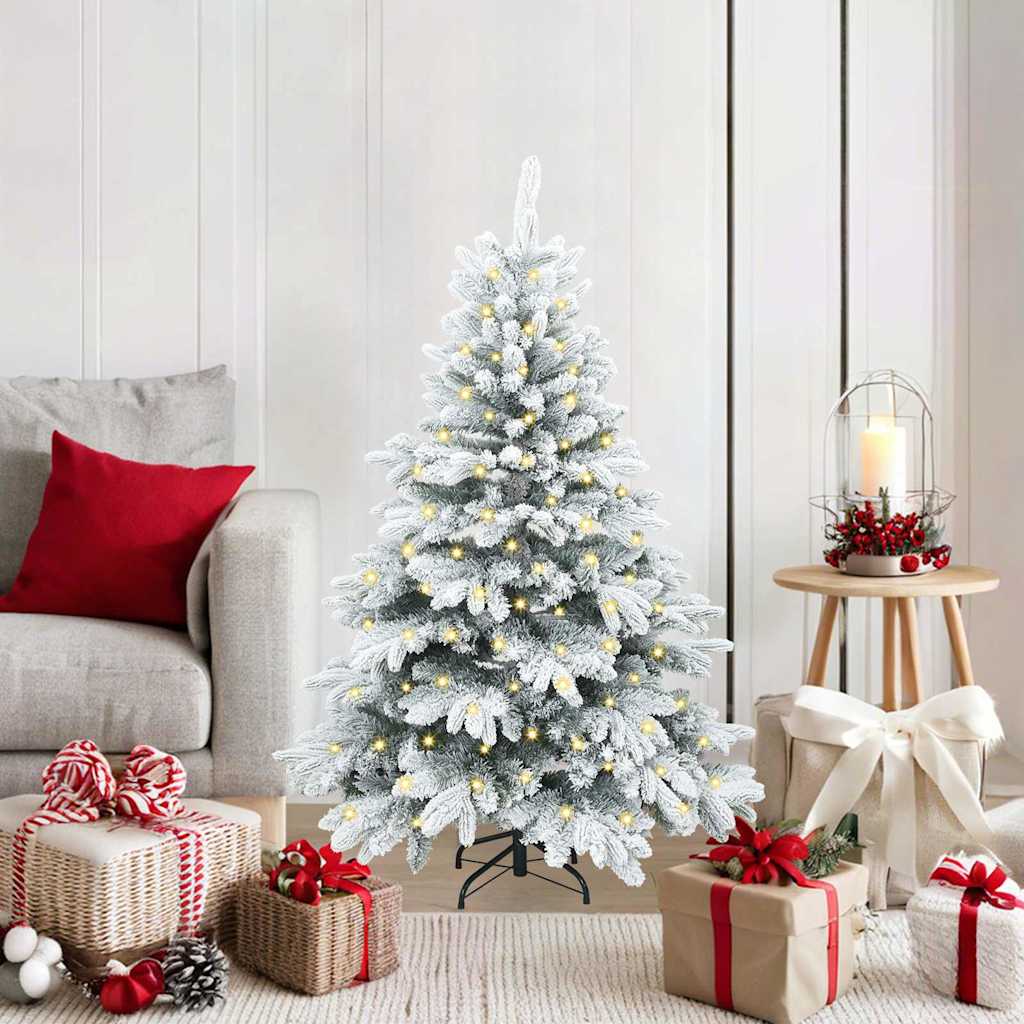 Konstgjord julgran med 150 LED-lampor Vit 120 cm PE och PVC