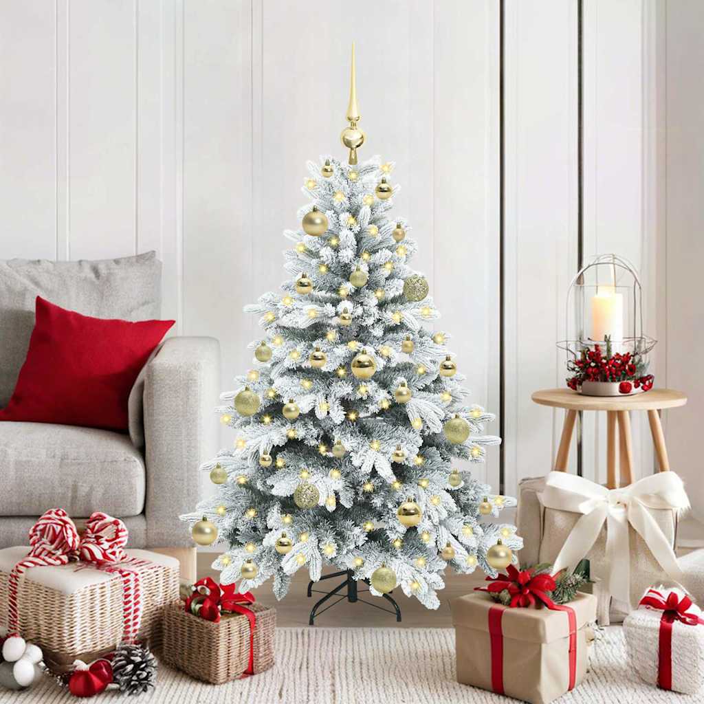 Konstgjord julgran med 150 LED-lampor Vit 120 cm PE och PVC