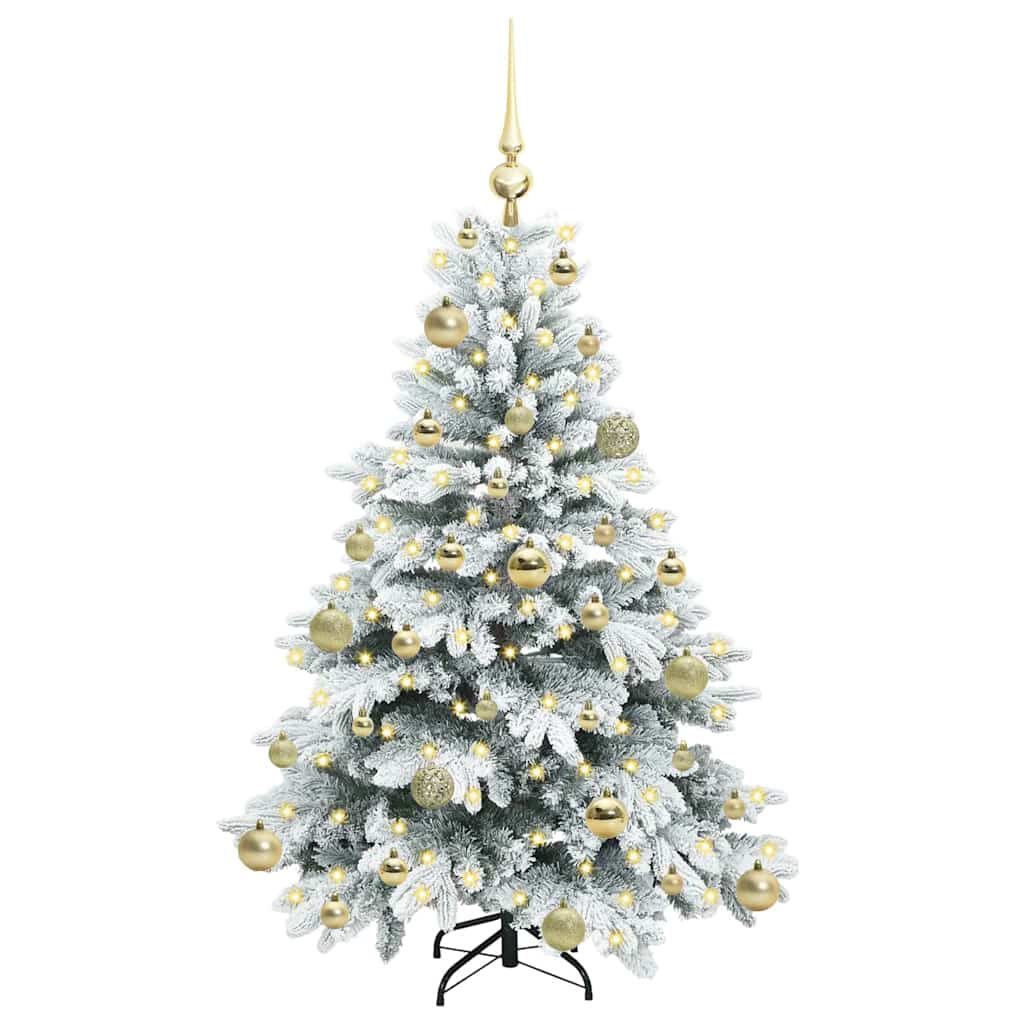 Konstgjord julgran med 150 LED-lampor Vit 120 cm PE och PVC