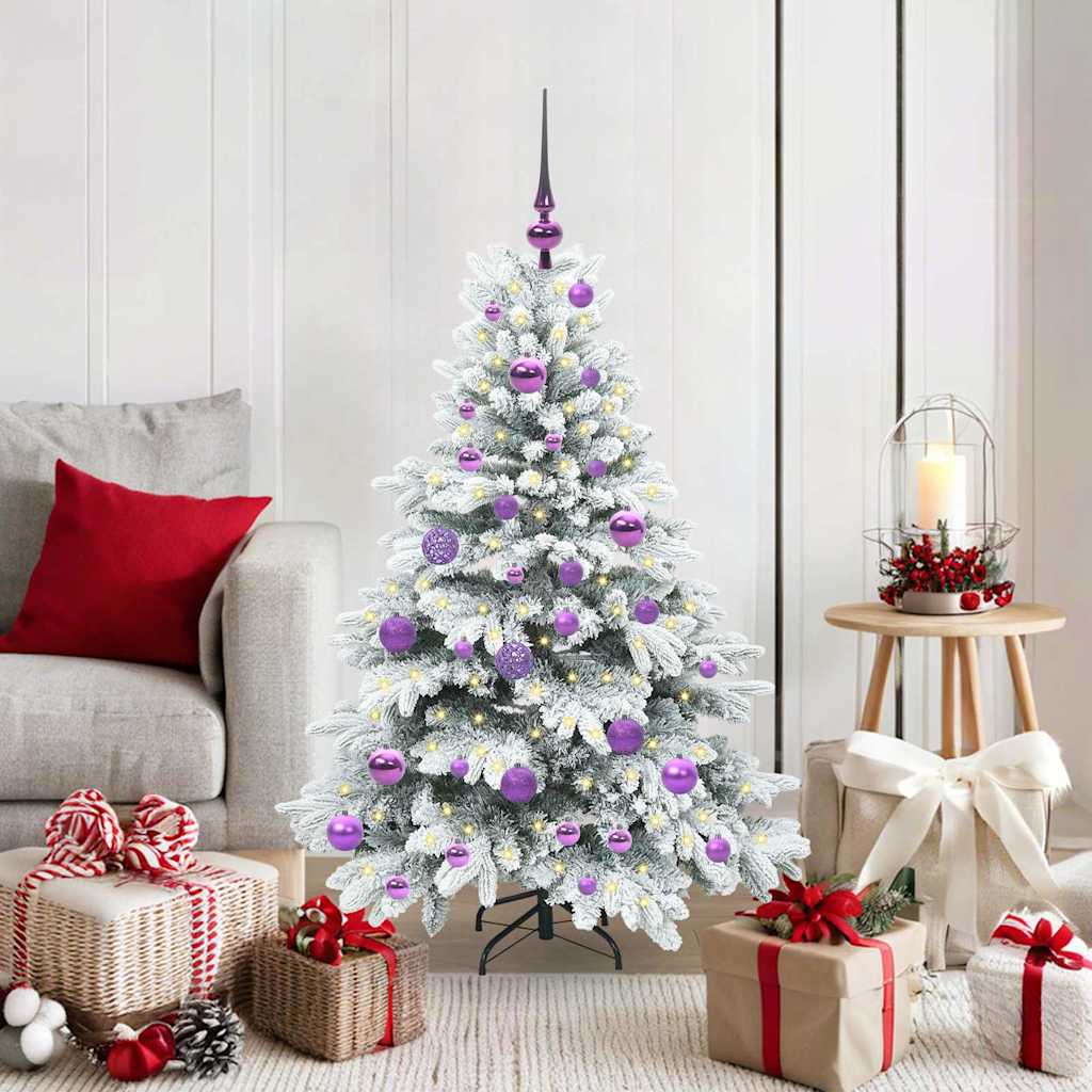 Konstgjord julgran med 150 LED-lampor Vit 120 cm PE och PVC