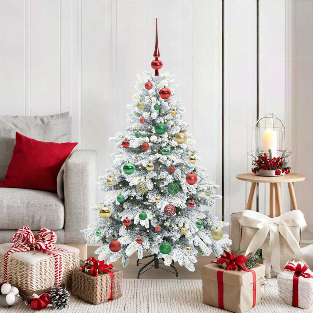 Konstgjord julgran med 150 LED-lampor Vit 120 cm PE och PVC
