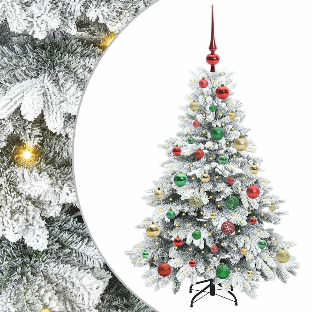 Konstgjord julgran med 150 LED-lampor Vit 120 cm PE och PVC