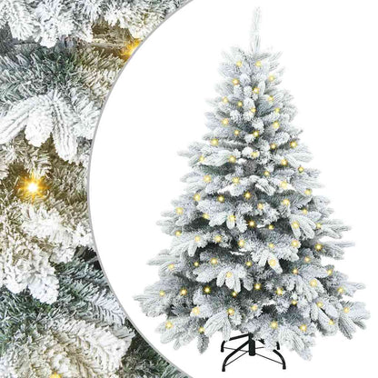 Konstgjord julgran med 150 LED-lampor Vit 150 cm PE och PVC