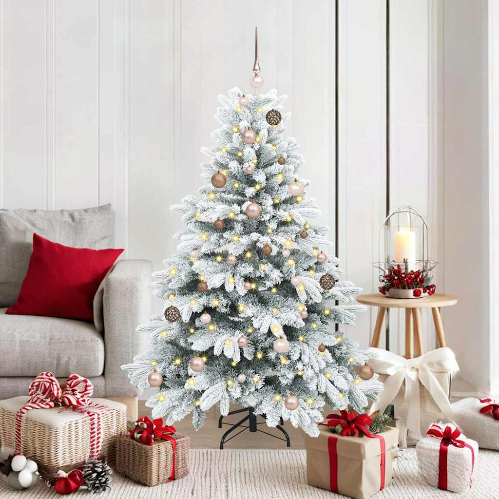 Konstgjord julgran med 150 LED-lampor Vit 150 cm PE och PVC