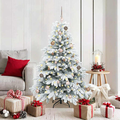 Konstgjord julgran med 150 LED-lampor Vit 150 cm PE och PVC