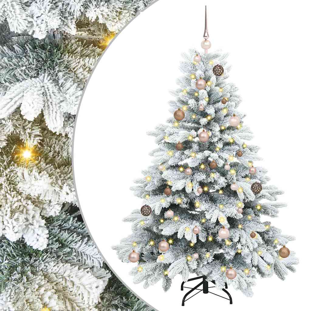 Konstgjord julgran med 150 LED-lampor Vit 150 cm PE och PVC