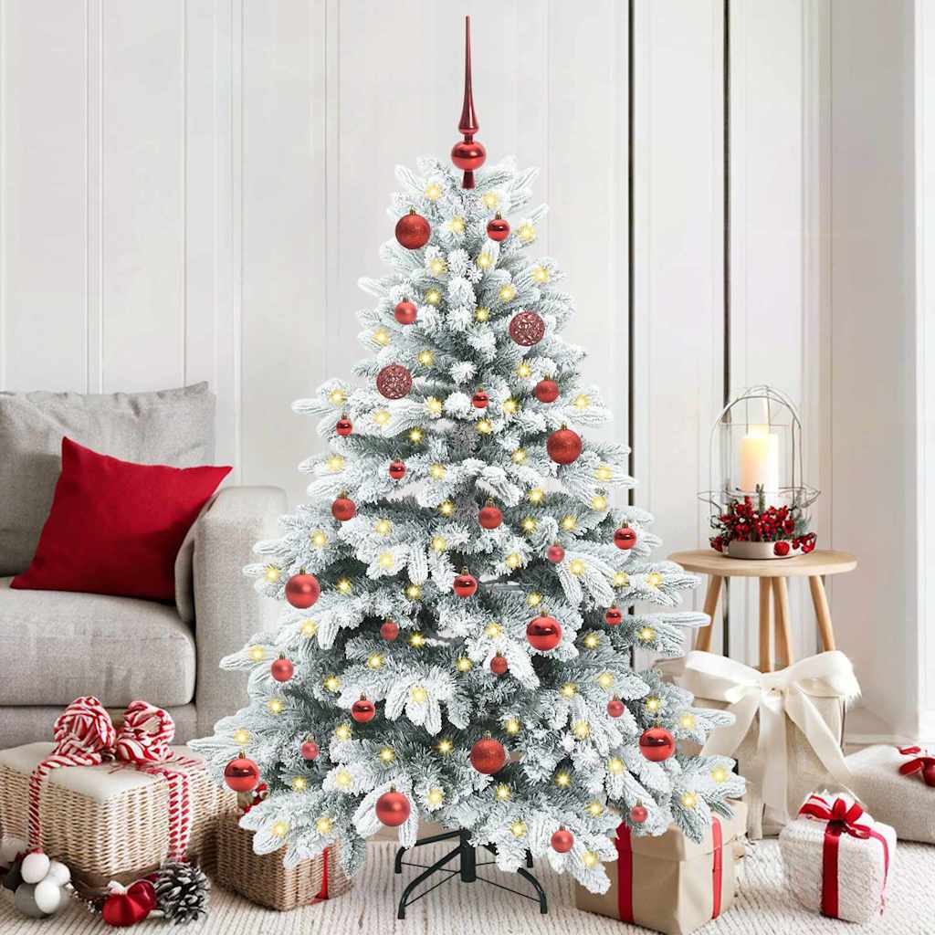 Konstgjord julgran med 150 LED-lampor Vit 150 cm PE och PVC