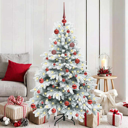 Konstgjord julgran med 150 LED-lampor Vit 150 cm PE och PVC