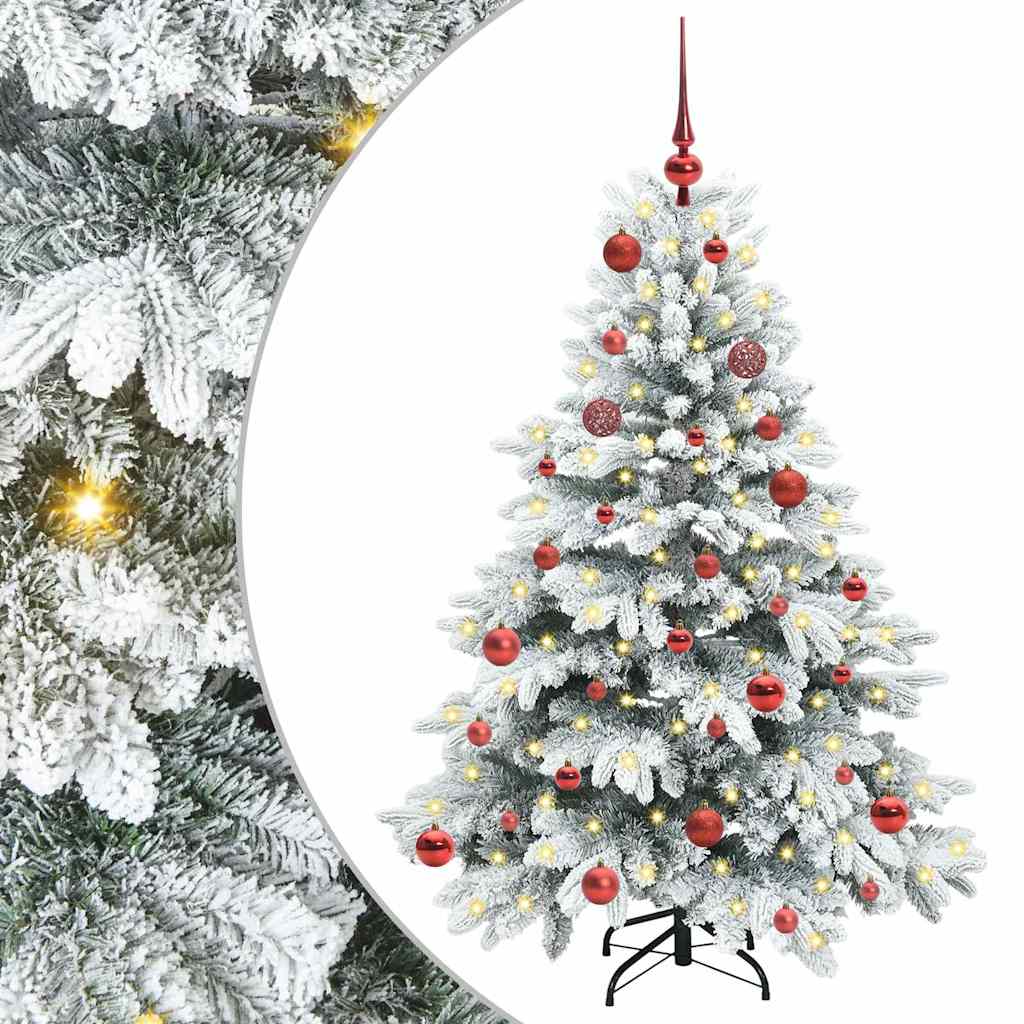 Konstgjord julgran med 150 LED-lampor Vit 150 cm PE och PVC