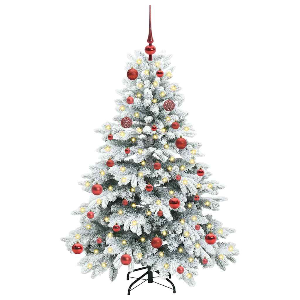 Konstgjord julgran med 150 LED-lampor Vit 150 cm PE och PVC