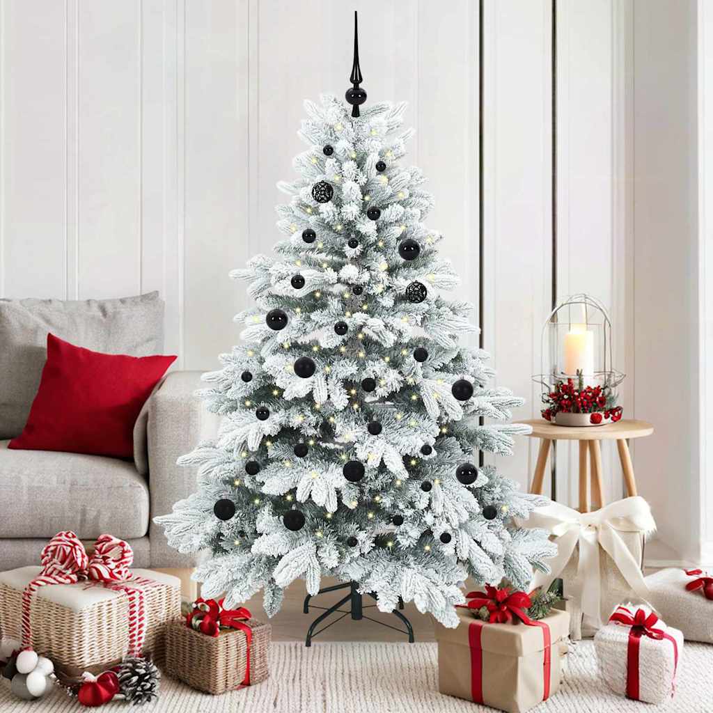 Konstgjord julgran med 150 LED-lampor Vit 150 cm PE och PVC