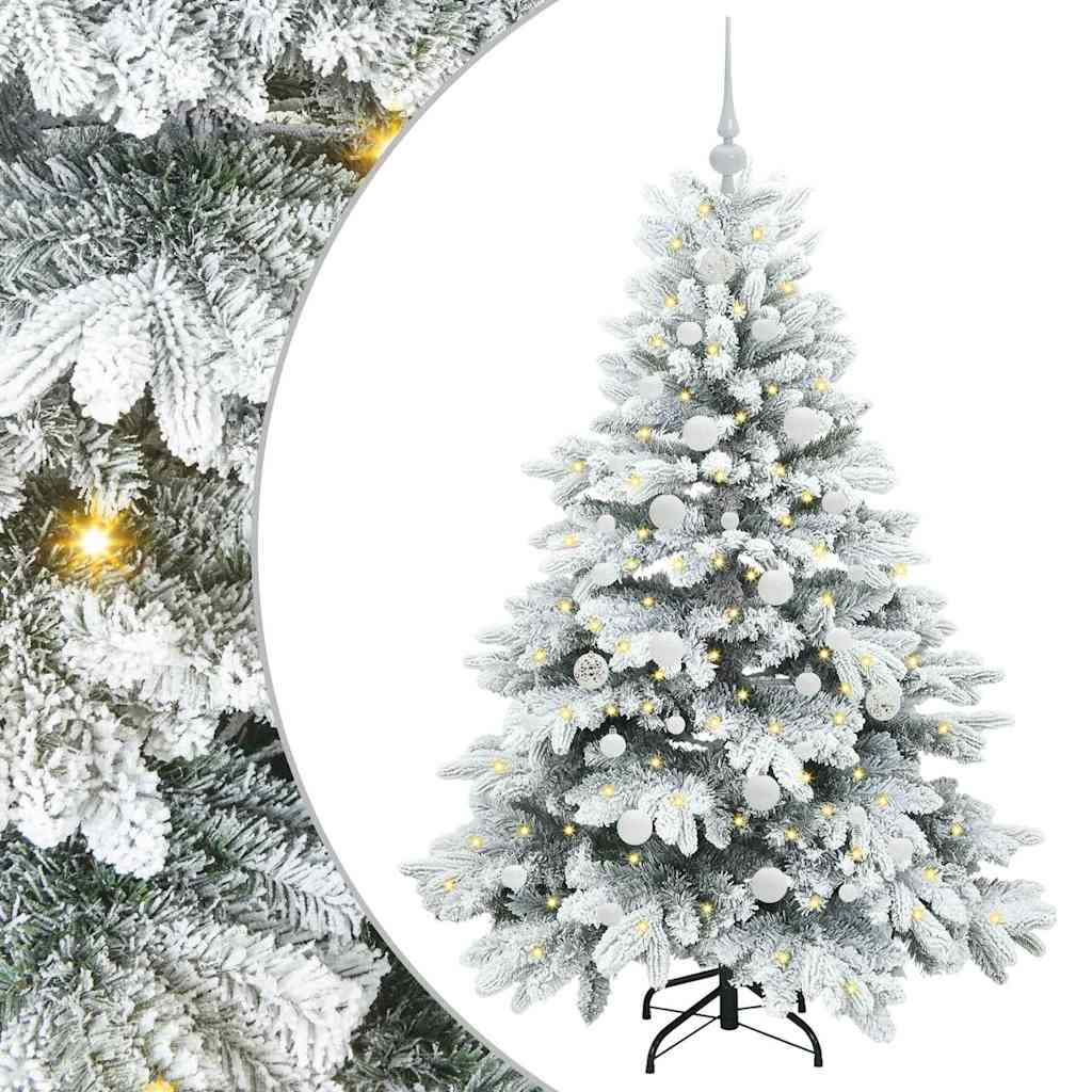 Konstgjord julgran med 150 LED-lampor Vit 150 cm PE och PVC