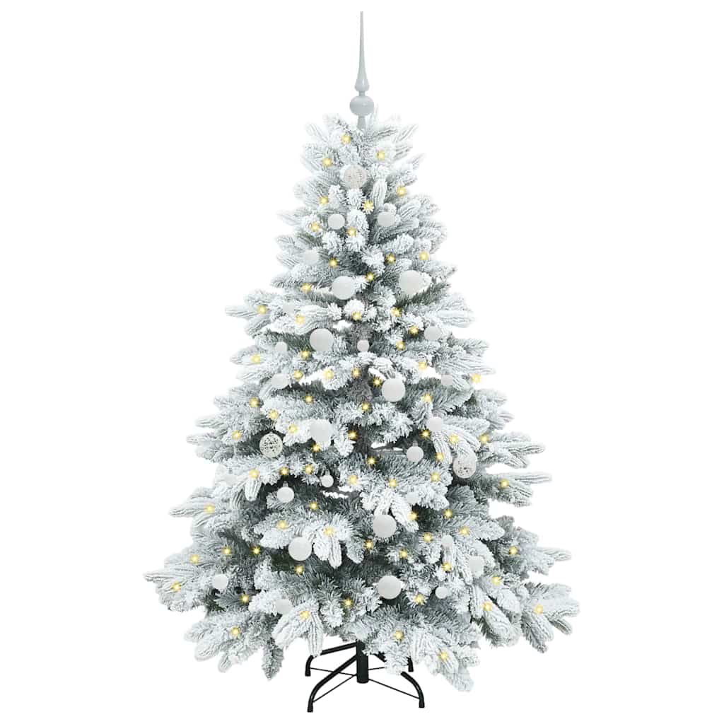 Konstgjord julgran med 150 LED-lampor Vit 150 cm PE och PVC