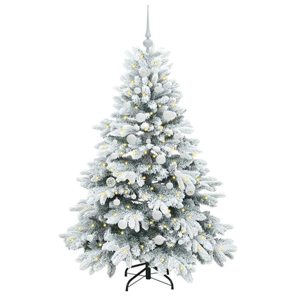 Konstgjord julgran med 150 LED-lampor Vit 150 cm PE och PVC