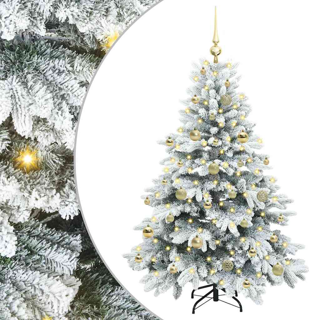 Konstgjord julgran med 150 LED-lampor Vit 150 cm PE och PVC