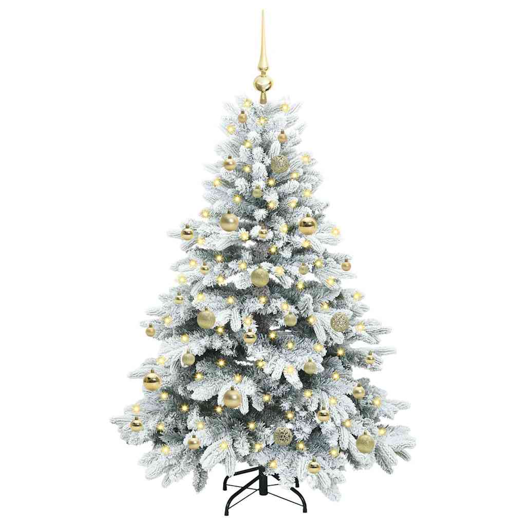 Konstgjord julgran med 150 LED-lampor Vit 150 cm PE och PVC