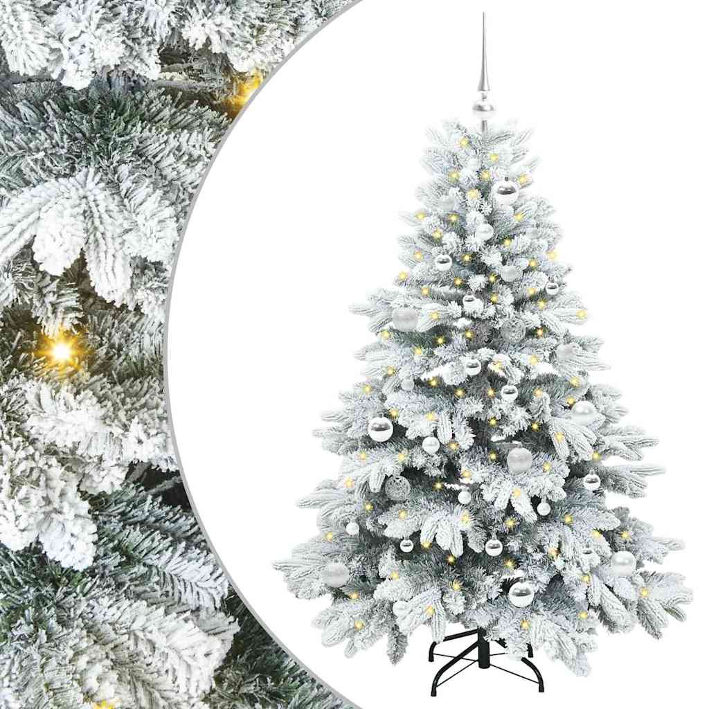 Konstgjord julgran med 150 LED-lampor Vit 150 cm PE och PVC