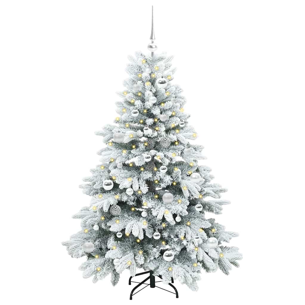 Konstgjord julgran med 150 LED-lampor Vit 150 cm PE och PVC