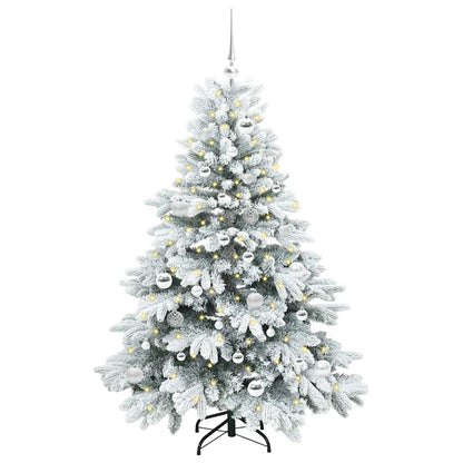 Konstgjord julgran med 150 LED-lampor Vit 150 cm PE och PVC