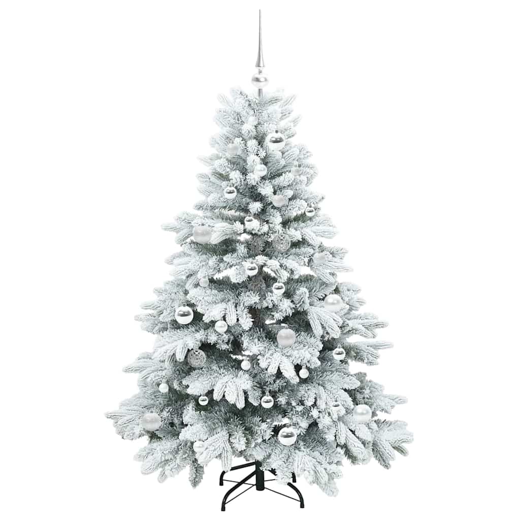 Konstgjord julgran med 150 LED-lampor Vit 150 cm PE och PVC
