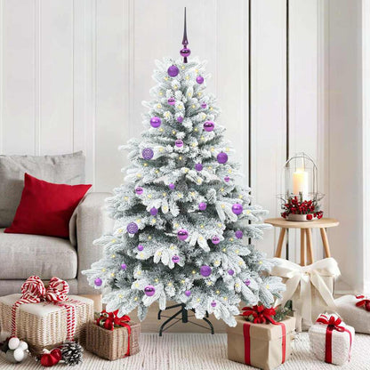 Konstgjord julgran med 150 LED-lampor Vit 150 cm PE och PVC