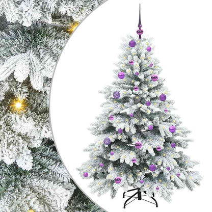 Konstgjord julgran med 150 LED-lampor Vit 150 cm PE och PVC