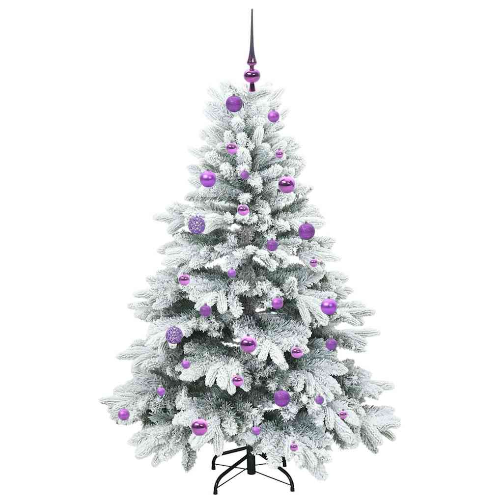 Konstgjord julgran med 150 LED-lampor Vit 150 cm PE och PVC