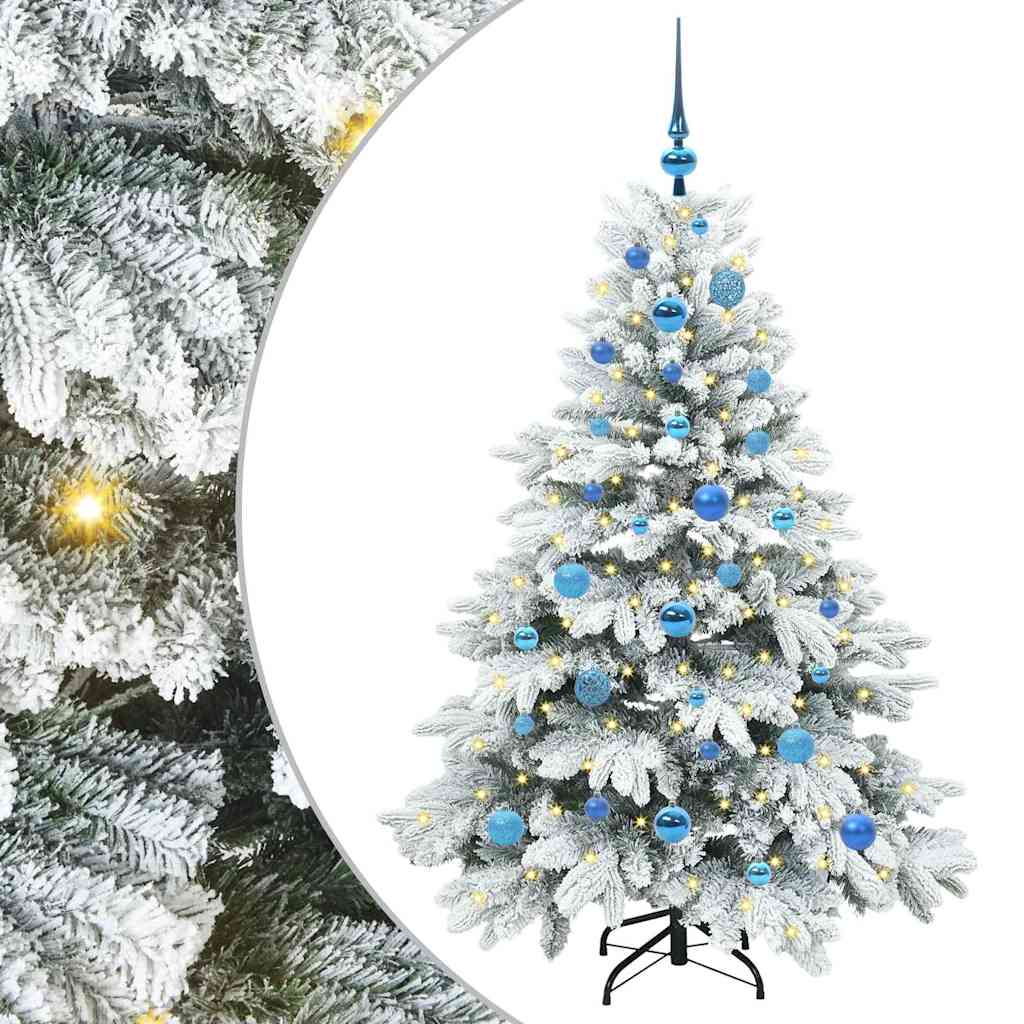 Konstgjord julgran med 150 LED-lampor Vit 150 cm PE och PVC