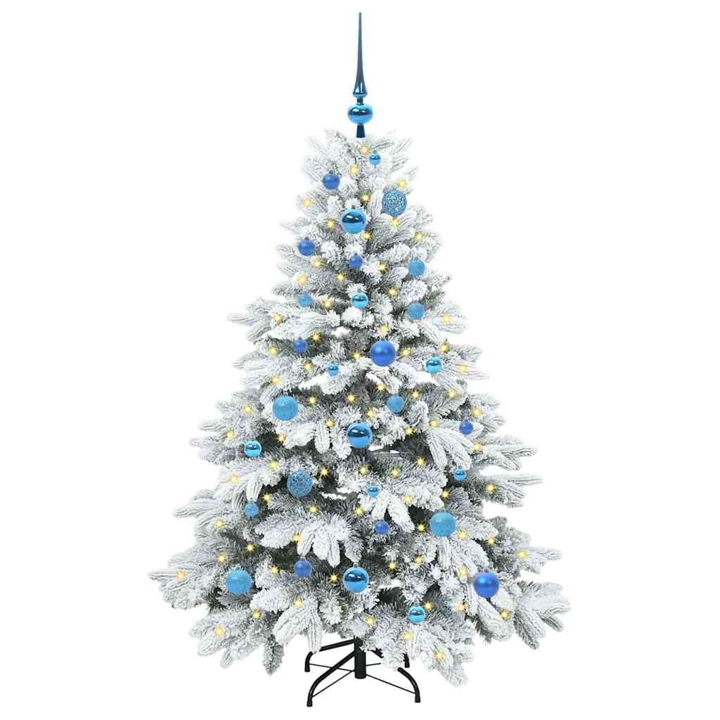Konstgjord julgran med 150 LED-lampor Vit 150 cm PE och PVC