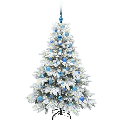 Konstgjord julgran med 150 LED-lampor Vit 150 cm PE och PVC