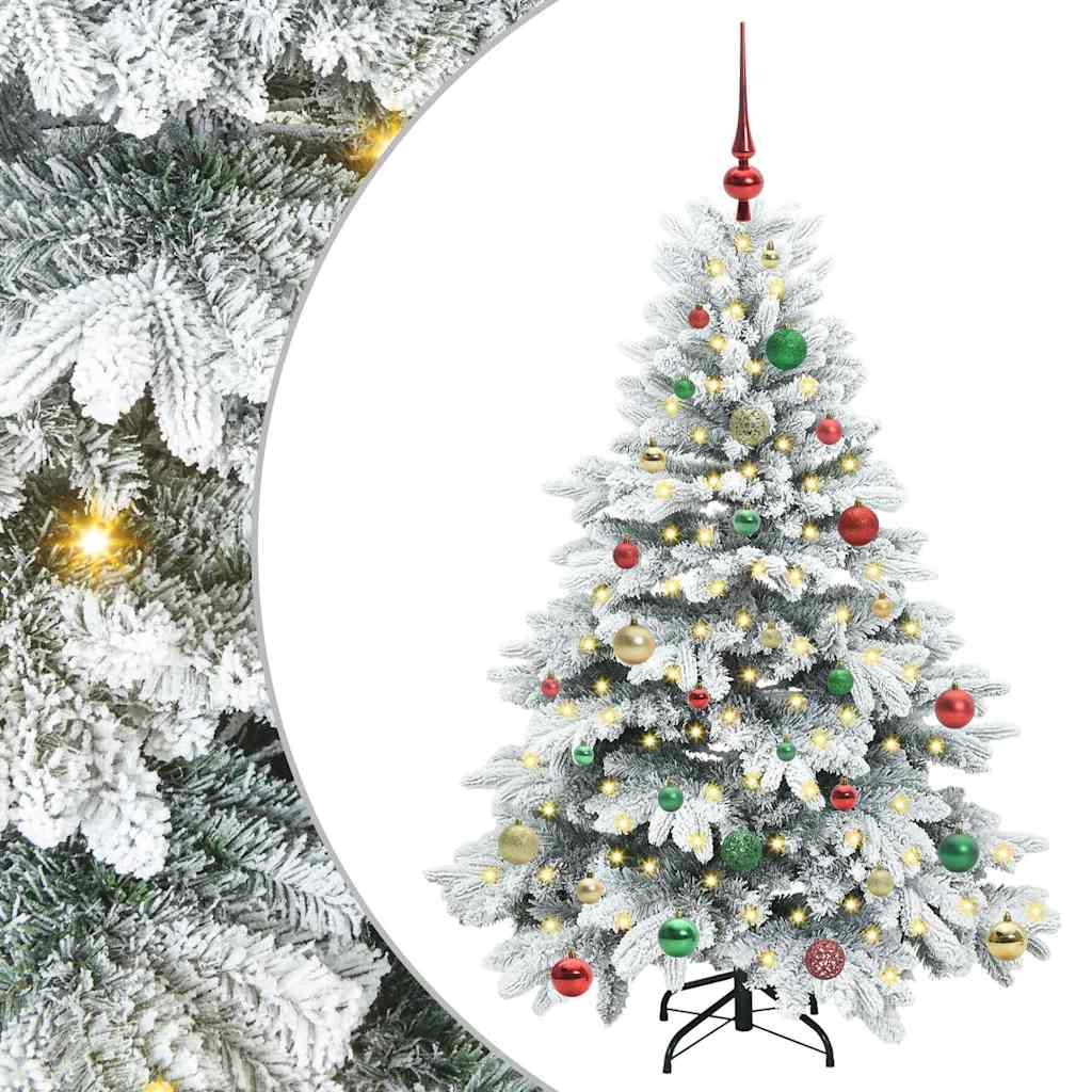 Konstgjord julgran med 150 LED-lampor Vit 150 cm PE och PVC