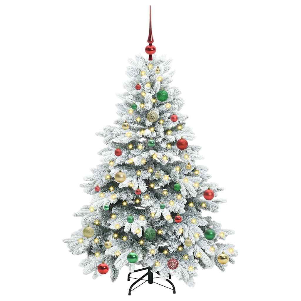 Konstgjord julgran med 150 LED-lampor Vit 150 cm PE och PVC