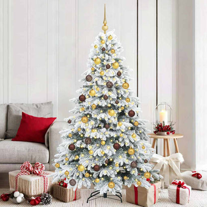 Konstgjord julgran med 300 LED-lampor Vit 180 cm PE och PVC
